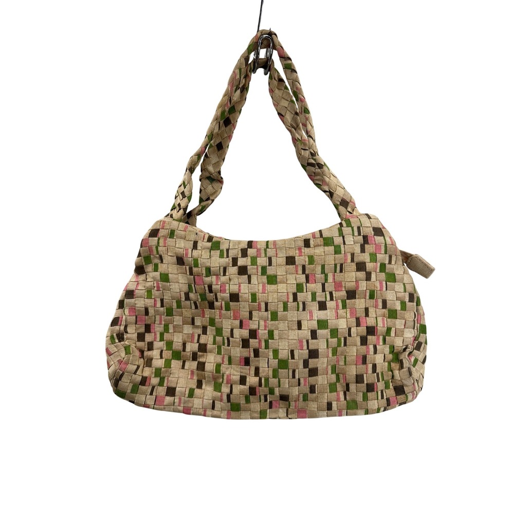 The Sak Woven Hobo Bag Tan Green Pink Shoulder Bag Purse